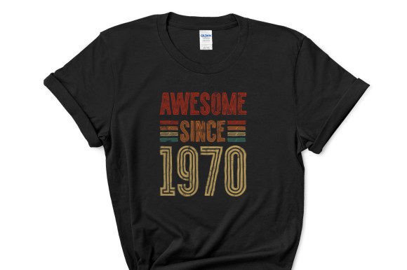 Awesome Since 1970 Graphic for T-Shirt Designs & Crafting Projects