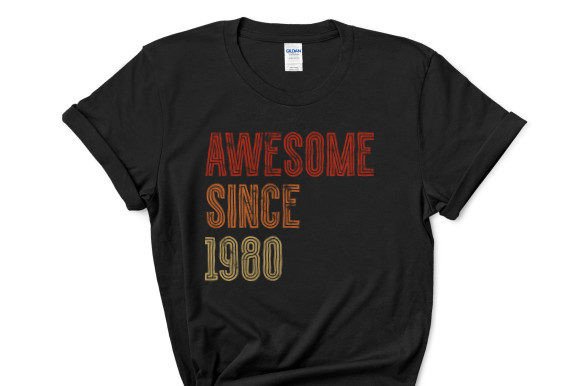 Awesome Since 1980: A Fresh Graphic for T-Shirt Designs and Marketing Visuals