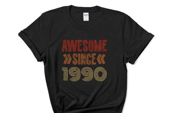 Awesome Since 1990 – A Bold, Versatile T-Shirt Graphic for Nostalgic Branding