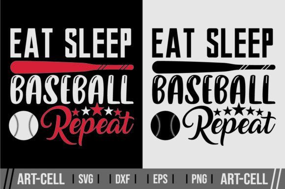 Eat Sleep Baseball Repeat SVG for T-Shirt Designs & Craft Graphics