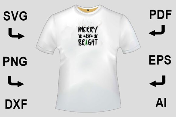 Merry and Bright SVG T-Shirt Design – Festive Graphics for Creative Sellers