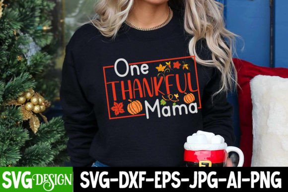 One Thankful Mama SVG Cut File: A Seasonal Graphic for T-Shirt Designs & Marketing Visuals