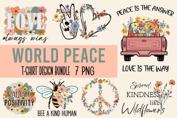 World Peace Wildflowers Bundle 7 PNG – A Soft, Versatile Graphic for T-Shirt Designs & Branding Projects